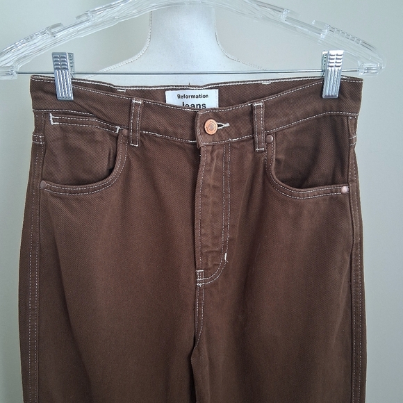 Reformation Cowboy High Rise Brown Straight Leg Jeans In Chocolate Size 27 - Picture 5 of 7